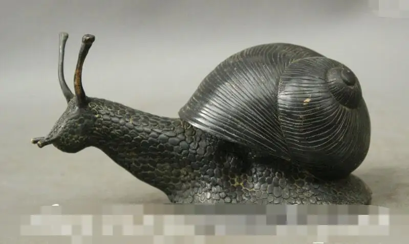 

song voge gem S6847 7" Chinese Collect Pure Bronze Wealth Snail Escargot Helix Set Statue Sculpture