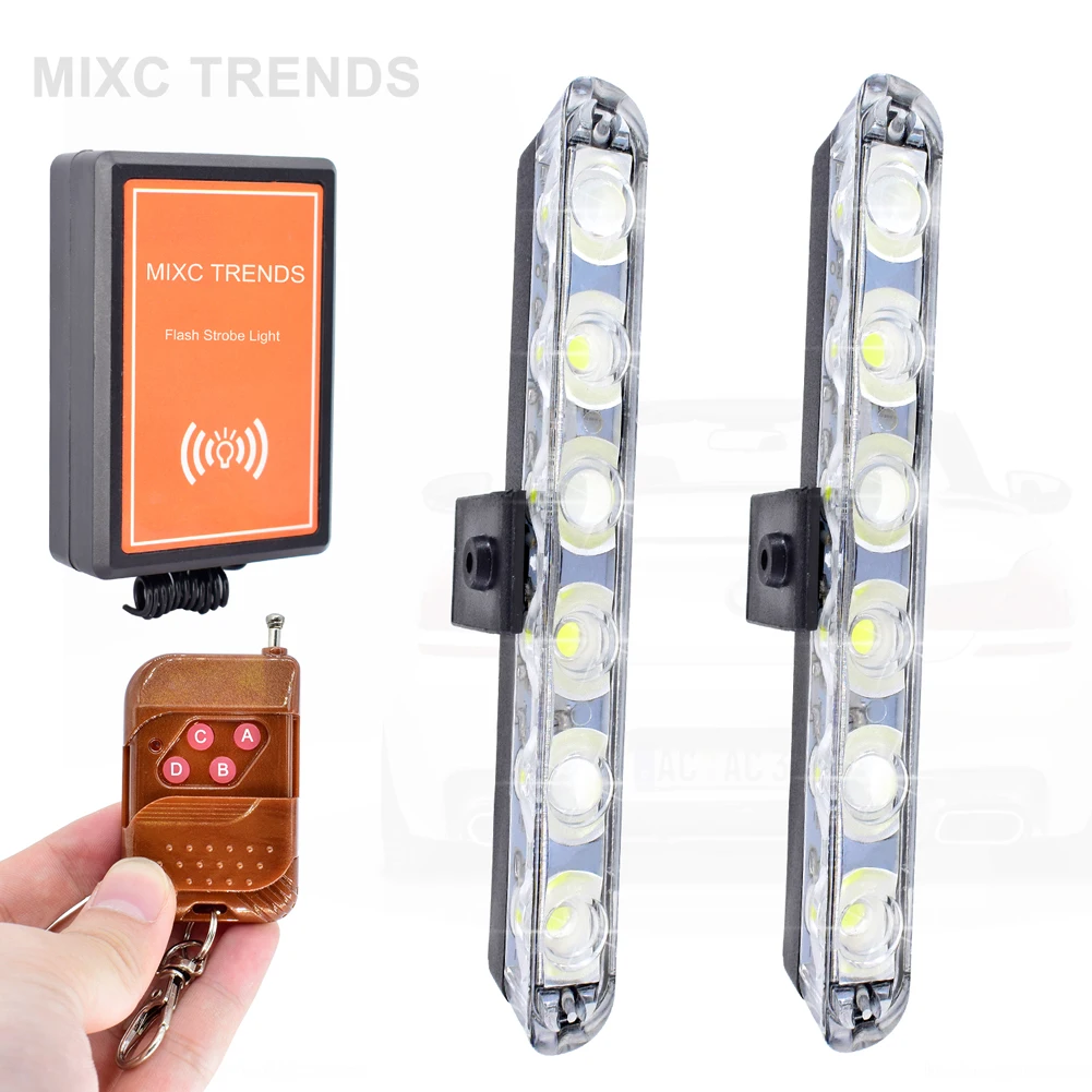 2x6 LEDs Wireless Remote 12V Car Truck Emergency Flasher Dash Grille Strobe Warning Light Day Running Flash Led Police Lights
2x6 LEDs Wireless Remote 12V Car Truck Emergency Flasher Dash Grille Strobe Warning Light Day Running Flash Led Police Lights
