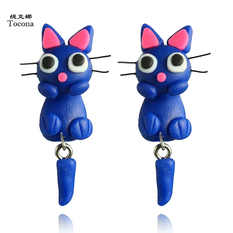 Tocona Handmade Polymer Clay Soft Cute Blue Cat Earrings For Women Cartoon Animal Piercing Ear Stud Earring Jewelry 4892
Tocona Handmade Polymer Clay Soft Cute Blue Cat Earrings For Women Cartoon Animal Piercing Ear Stud Earring Jewelry 4892