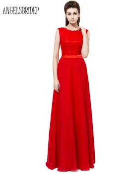 ANGELSBRIDEP 2017 Red Chiffon Bridesmaid Dresses Featuring Lace Bateau Neckline Wedding Party Gowns Custom Made
ANGELSBRIDEP 2017 Red Chiffon Bridesmaid Dresses Featuring Lace Bateau Neckline Wedding Party Gowns Custom Made