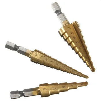 3pcs Hss Steel Titanium Step Drill Bits 3-12mm 4-12mm 4-20mm Step Cone Cutting Tools Steel Woodworking Wood Metal Drilling Set
3pcs Hss Steel Titanium Step Drill Bits 3-12mm 4-12mm 4-20mm Step Cone Cutting Tools Steel Woodworking Wood Metal Drilling Set