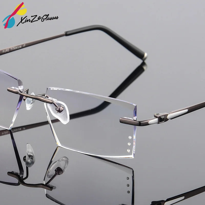 XINZE Fashion Titanium Eyeglass Diamond Trimming Cutting Rimless Eyeglasses Prescription Optical Glasses Frame for Men Eyewear
XINZE Fashion Titanium Eyeglass Diamond Trimming Cutting Rimless Eyeglasses Prescription Optical Glasses Frame for Men Eyewear