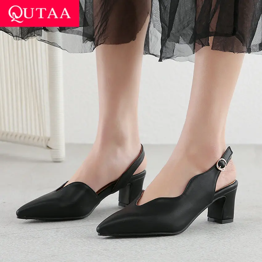 QUTAA 2020 Women Pumps Square High Heel PU Leather Fashion Pointed Toe Slingback Buckle Casual Sandals Elegant Concise Size34-43
QUTAA 2020 Women Pumps Square High Heel PU Leather Fashion Pointed Toe Slingback Buckle Casual Sandals Elegant Concise Size34-43