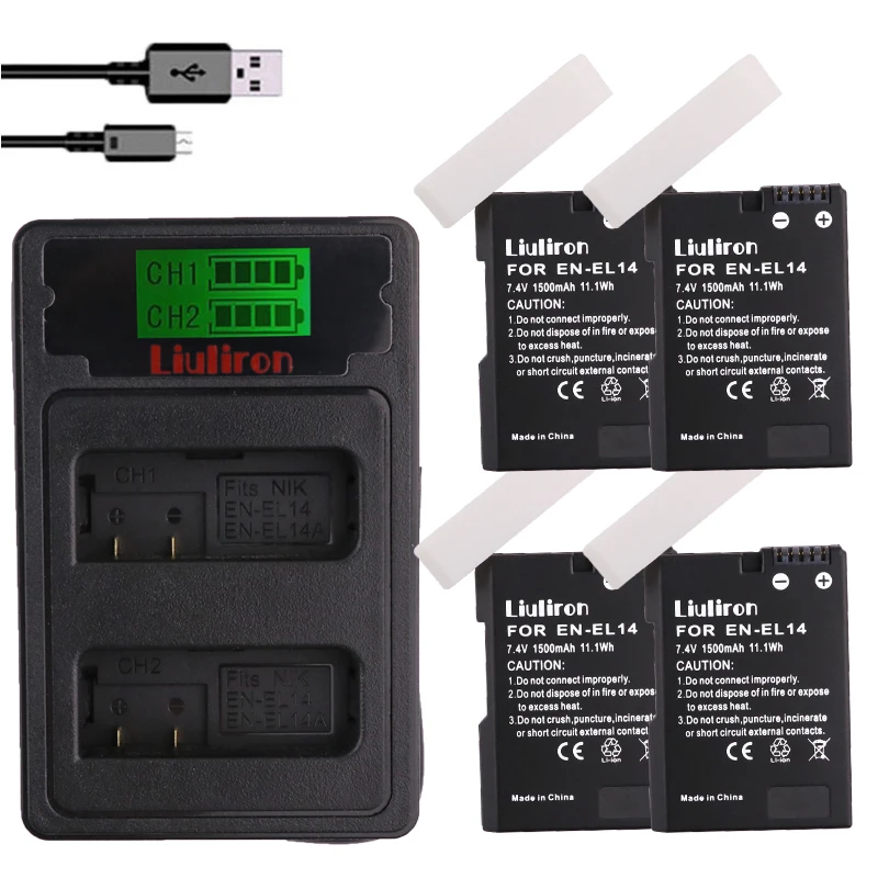 EN-EL14 EN-EL14a ENEL14 EN EL14 EL14a ENEL14A Battery + LCD USB Dual Charger for Nikon D3100 D3200 D3300 D5100 D5200 D5300 P7000
EN-EL14 EN-EL14a ENEL14 EN EL14 EL14a ENEL14A Battery + LCD USB Dual Charger for Nikon D3100 D3200 D3300 D5100 D5200 D5300 P7000