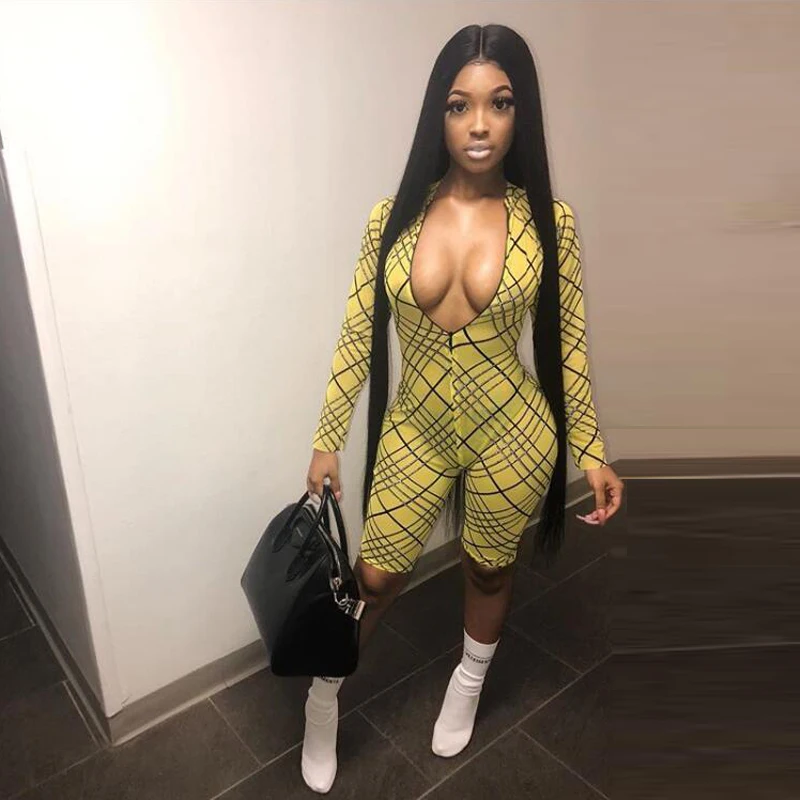 XLLAIS Stretch Soft Print Club Jumpsuit Women Long Sleeve Yellow Tight Bodycon Fit Playsuits Feminino High Street Bright Rompers
XLLAIS Stretch Soft Print Club Jumpsuit Women Long Sleeve Yellow Tight Bodycon Fit Playsuits Feminino High Street Bright Rompers