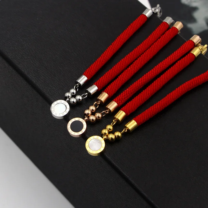 Red Rope Titanium Steel Shell Bracelet ,Round Charm Plate with Roman numerals woman bracelets,Fortune Lucky Cat Bracelet
Red Rope Titanium Steel Shell Bracelet ,Round Charm Plate with Roman numerals woman bracelets,Fortune Lucky Cat Bracelet