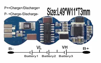 3S 5A 12.6V li-ion lithium BMS PCM PCB Battery Protection Board For Battery Package size 49*11*3mm
3S 5A 12.6V li-ion lithium BMS PCM PCB Battery Protection Board For Battery Package size 49*11*3mm