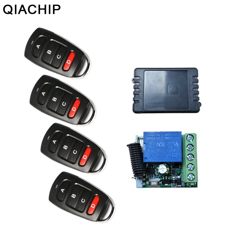 QIACHIP 433MHz Universal Wireless Remote Control DC 12V 1CH RF Relay Receiver 4 Button Remote Controller Switch For Gate Garage
QIACHIP 433MHz Universal Wireless Remote Control DC 12V 1CH RF Relay Receiver 4 Button Remote Controller Switch For Gate Garage