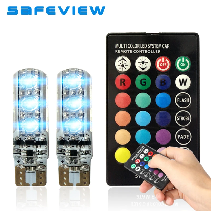 2 pcs T10 W5W 5050 LED DC12V Car Lights LED Bulbs RGB With Remote Control 194 168 Strobe Led Lamp Reading Lights White Red Amber
2 pcs T10 W5W 5050 LED DC12V Car Lights LED Bulbs RGB With Remote Control 194 168 Strobe Led Lamp Reading Lights White Red Amber