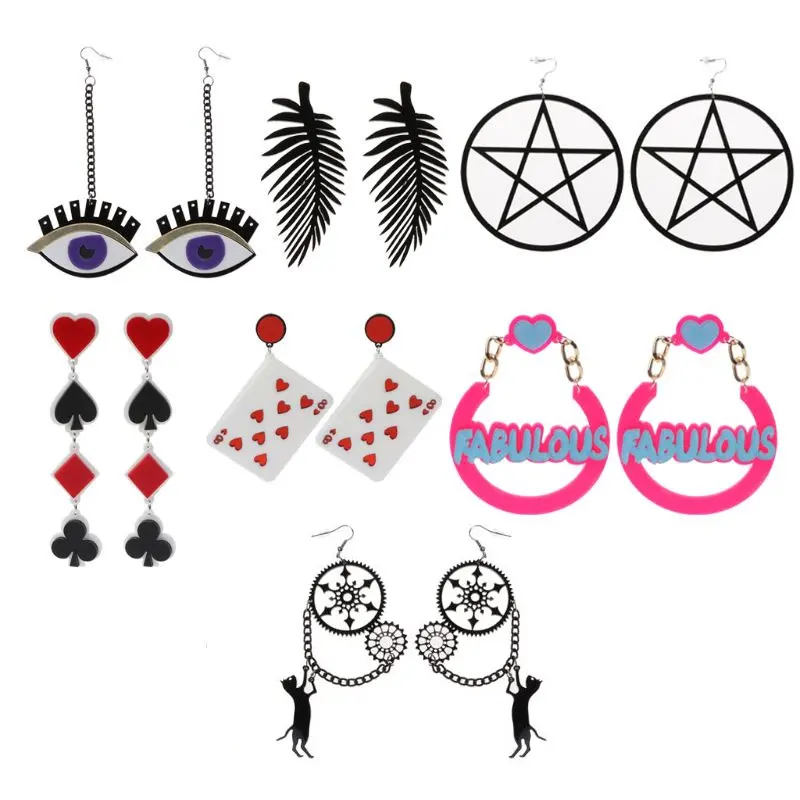 ANGELADY 1 Pair Women Casual Dangle Earrings Acrylic Big Nightclub Earrings Leaf Eyes Cat Star Gear Poker Exaggerated Jewelry
ANGELADY 1 Pair Women Casual Dangle Earrings Acrylic Big Nightclub Earrings Leaf Eyes Cat Star Gear Poker Exaggerated Jewelry
