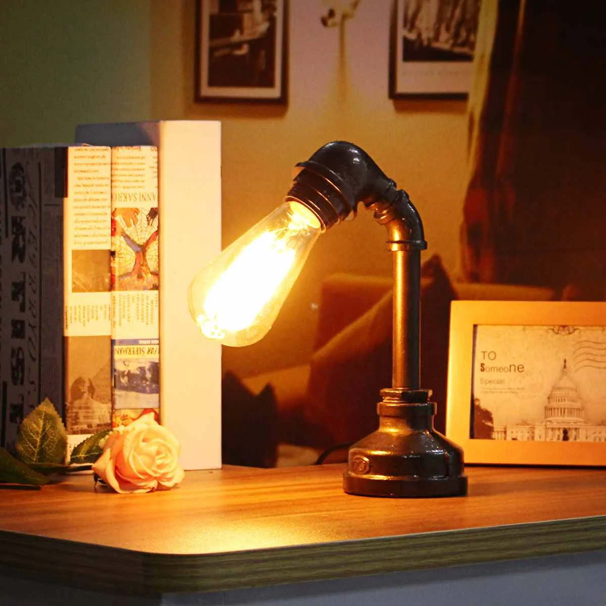 Industrial Retro Steel Pipe Desk Table Lamp Light Fixture Fitting Water Pipe Shape For Bedroom Night Lamp Table Stand Home Decor
Industrial Retro Steel Pipe Desk Table Lamp Light Fixture Fitting Water Pipe Shape For Bedroom Night Lamp Table Stand Home Decor
