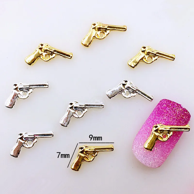 10Pcs/Lot Japan 7*9mm Gold Silver Hand Gun 3D DIY Metal Alloy Nail Art Deco Nail Stickers/Charms/ Tools for Manicure
10Pcs/Lot Japan 7*9mm Gold Silver Hand Gun 3D DIY Metal Alloy Nail Art Deco Nail Stickers/Charms/ Tools for Manicure