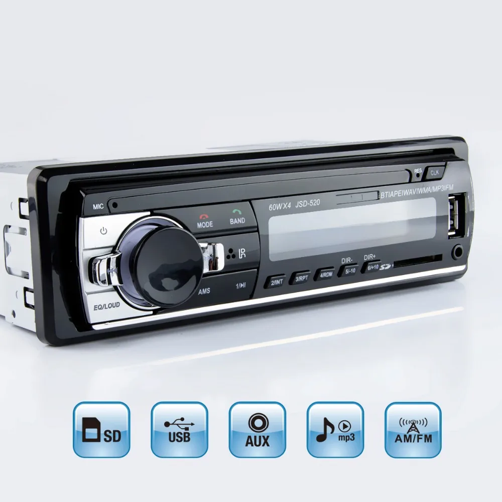 MP3 плеер FM Радио стерео аудио Музыка USB SD цифровой Bluetooth с в тире слот вход AUX|car