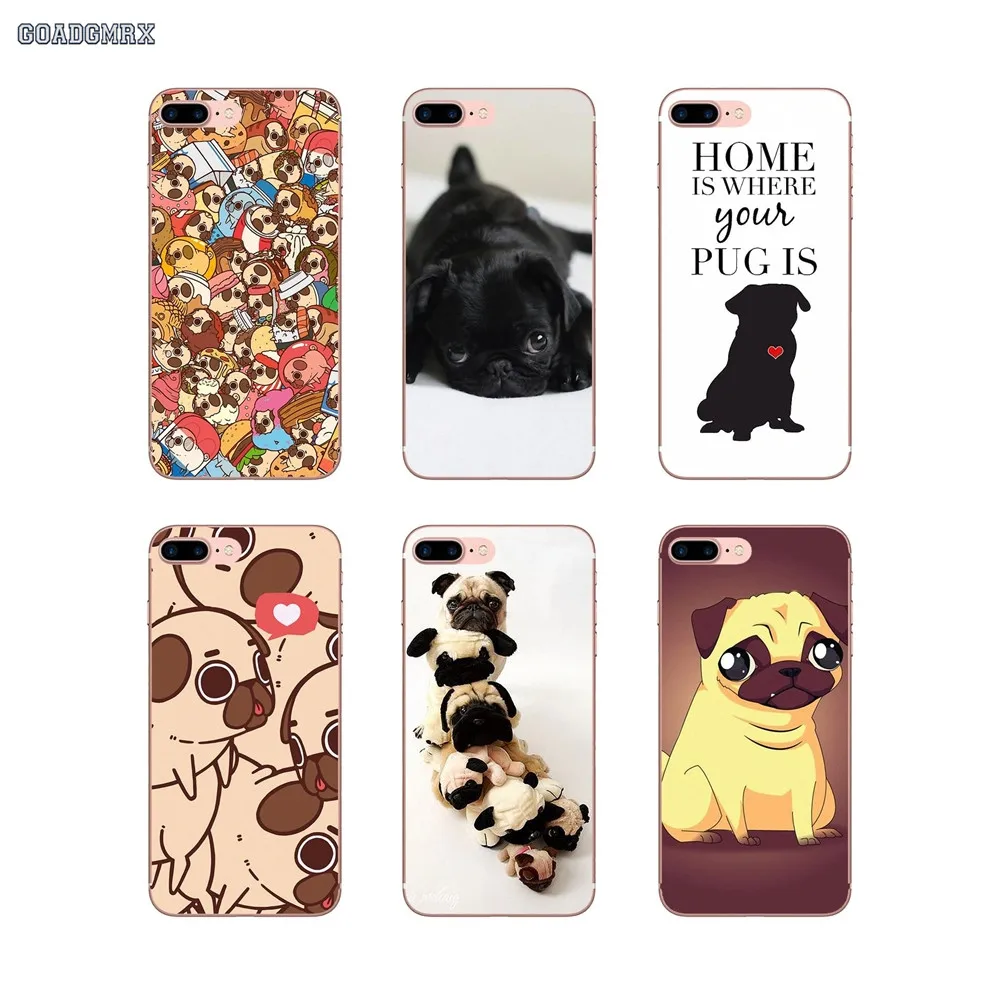 Animal Cute Pug Dog Silicone Phone Case Covers For Huawei GR3 2017 Mate 20 P30 Honor 7A Pro 7C 8C 7X 8X 9 Lite 10 Nova 2 2i 3 3i | Мобильные