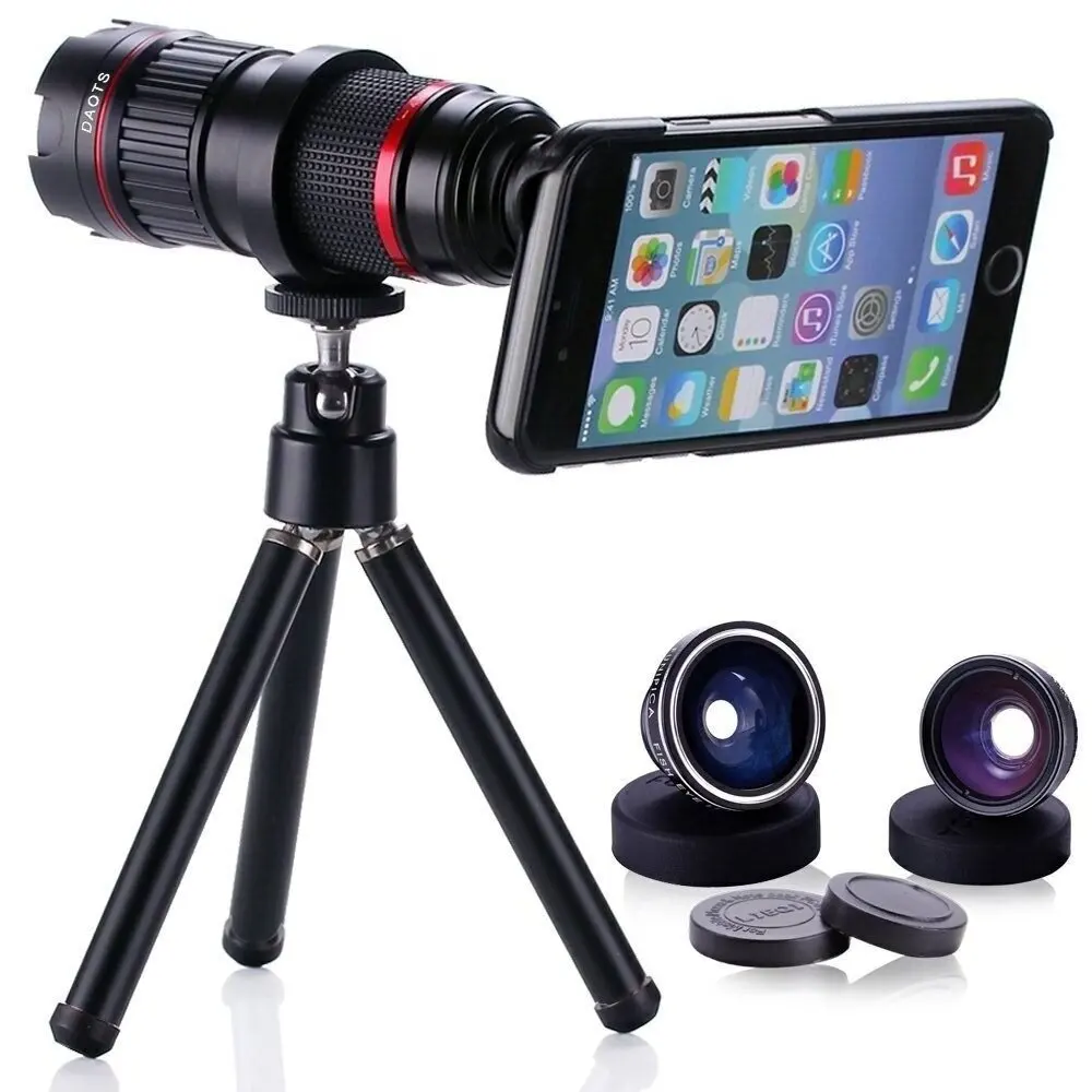 Great Lenses in One kits:4-12X Telescope Zoom+Fisheye&Wide Angle+Macro Len+Photo Tripod For Samsung Neo/For Iphone X 6S 7 8 Plus
Great Lenses in One kits:4-12X Telescope Zoom+Fisheye&Wide Angle+Macro Len+Photo Tripod For Samsung Neo/For Iphone X 6S 7 8 Plus