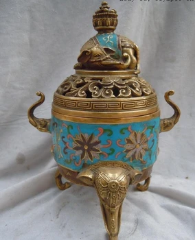 9 inch China pure bronze gild cloisonne carved shree feet elephant censer Statue
9 inch China pure bronze gild cloisonne carved shree feet elephant censer Statue