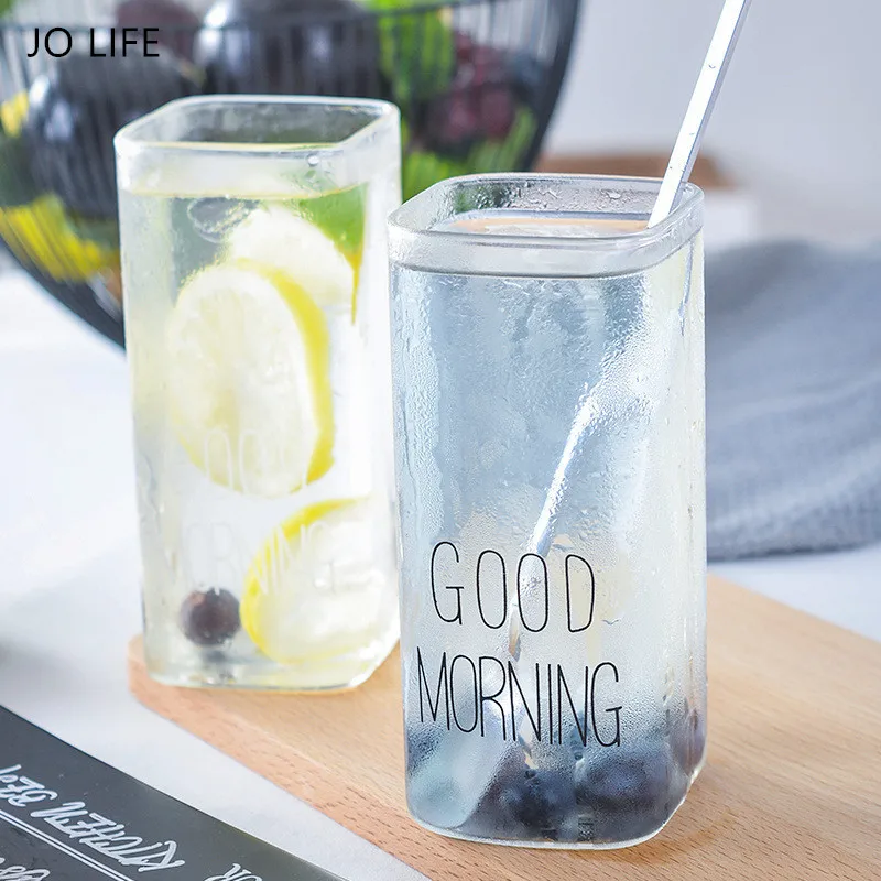 JO LIFE 1PC Transparent Black/White Good Morning 400ML Coffee Mug Rectangle Drinking Glasses Milk Juice Glass Cup
JO LIFE 1PC Transparent Black/White Good Morning 400ML Coffee Mug Rectangle Drinking Glasses Milk Juice Glass Cup