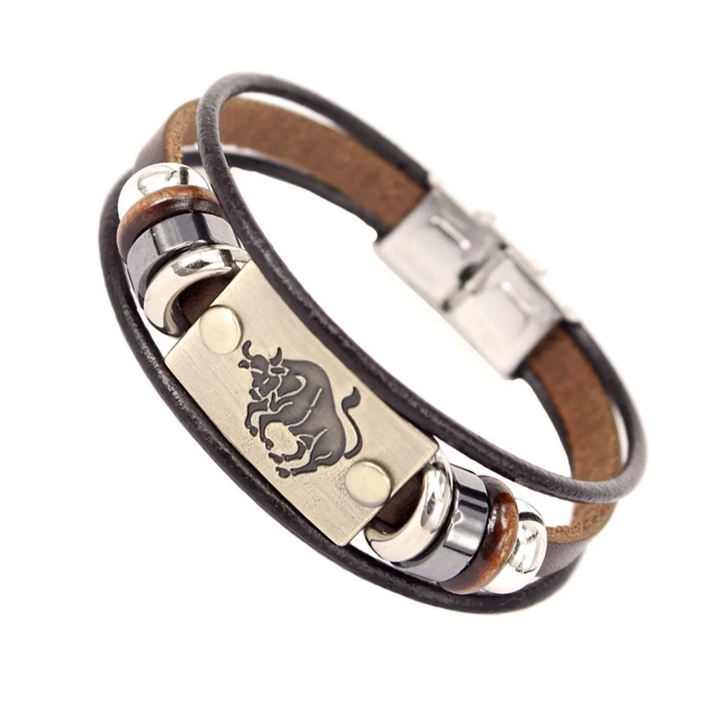 12 Constellations Men Bracelet Cuff Leather Alloy Zodiac Signs Man Casual Punk Bracelets M8694
12 Constellations Men Bracelet Cuff Leather Alloy Zodiac Signs Man Casual Punk Bracelets M8694