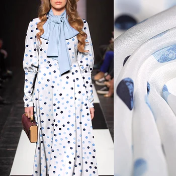 137CM Wide 16MM Polka Dots Print White Silk Crepe de Chine Fabric for Summer Dress Jacket Pants E1029
137CM Wide 16MM Polka Dots Print White Silk Crepe de Chine Fabric for Summer Dress Jacket Pants E1029