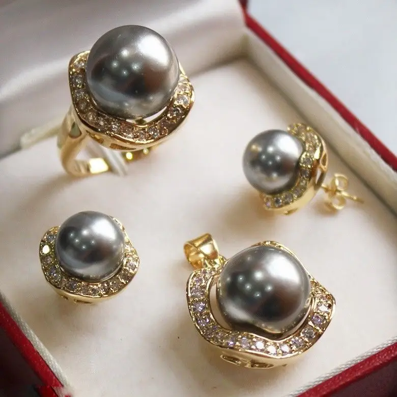 free shipping>>> 10mm &14mm gray South sea Shell Pearl Earrings Necklace Ring size 9 Jewelry set NEW
free shipping>>> 10mm &14mm gray South sea Shell Pearl Earrings Necklace Ring size 9 Jewelry set NEW