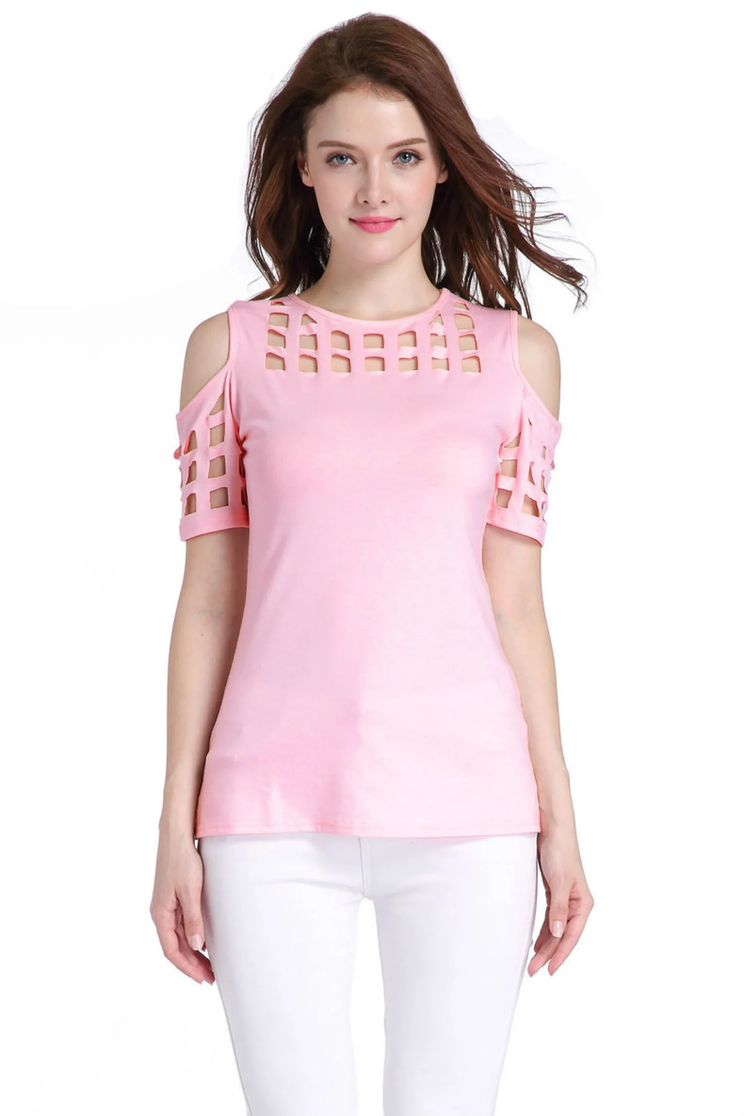 Shirts Women 2018 Square Hollow Tee New T Shirt Magliette Donna Solid Color Thin Short Sleeved O-Neck Elegant Femmes Tshirt
Shirts Women 2018 Square Hollow Tee New T Shirt Magliette Donna Solid Color Thin Short Sleeved O-Neck Elegant Femmes Tshirt