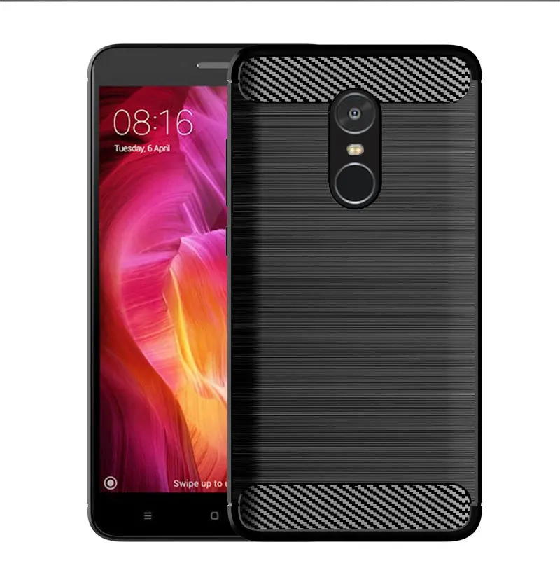 

for xiaomi Redmi Note 4X mobile Brushed Finish cell phone Solid Color Anti-knock Soft Carbon fiber shockproof case