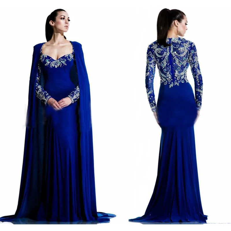 Hot Royal Blue Chiffon Beaded With Cape Mermaid Evening dresses Long 2017 Dubai Arabic kftan Dress Evening Gowns Robe de soiree
Hot Royal Blue Chiffon Beaded With Cape Mermaid Evening dresses Long 2017 Dubai Arabic kftan Dress Evening Gowns Robe de soiree