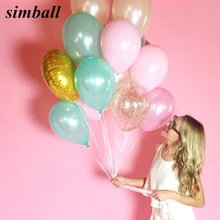 Decoración de boda cumpleaños fiesta Rosa Tiffany azul látex globos Baby Shower 12 pulgadas transparente oro plata globo confeti(China)