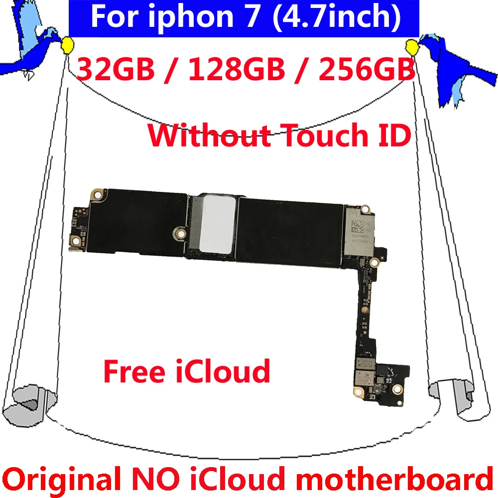 For iphone 7 original unlocked motherboard without touch ID 32GB 128GB 256GB 100% Good working IOS system mainboard Free iCloud
For iphone 7 original unlocked motherboard without touch ID 32GB 128GB 256GB 100% Good working IOS system mainboard Free iCloud