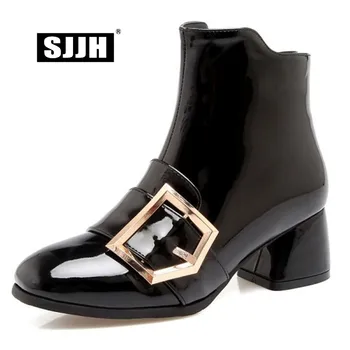 SJJH Women Ankle Boots with Square Toe Chunky Heel Plush Short Martin Boots Patent Leather Fashion Casual Shoes Large Size Q177
SJJH Women Ankle Boots with Square Toe Chunky Heel Plush Short Martin Boots Patent Leather Fashion Casual Shoes Large Size Q177