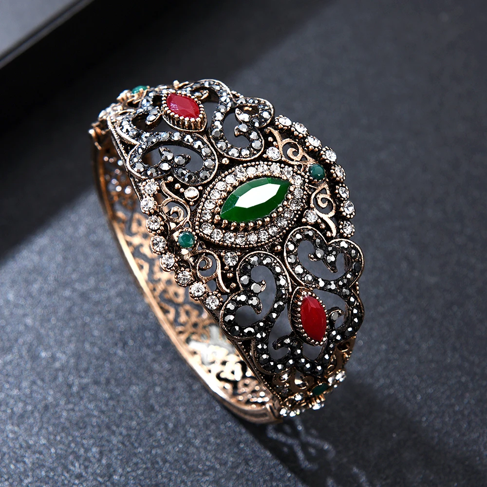 Ancient Gold Pulsera Rhinestone Resin Crystal Bangles Turkish Jewelry Vintage Hollow Flower Cuff Bracelets & bangles For Women
Ancient Gold Pulsera Rhinestone Resin Crystal Bangles Turkish Jewelry Vintage Hollow Flower Cuff Bracelets & bangles For Women