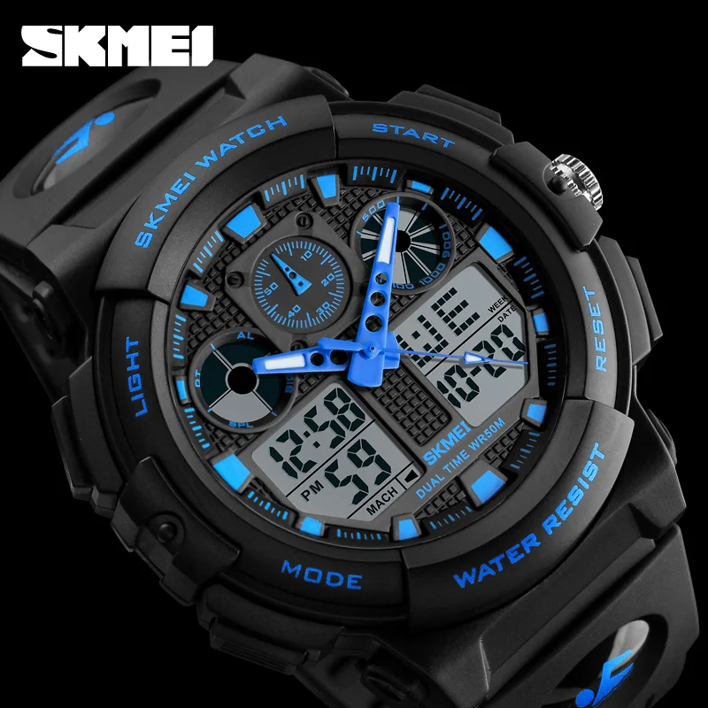 

SKMEI Men Sports Watches Quartz Digital LED Electronic Dual Display Wristwatches Clock Watwrproof Relogio Masculino Relojes 1270