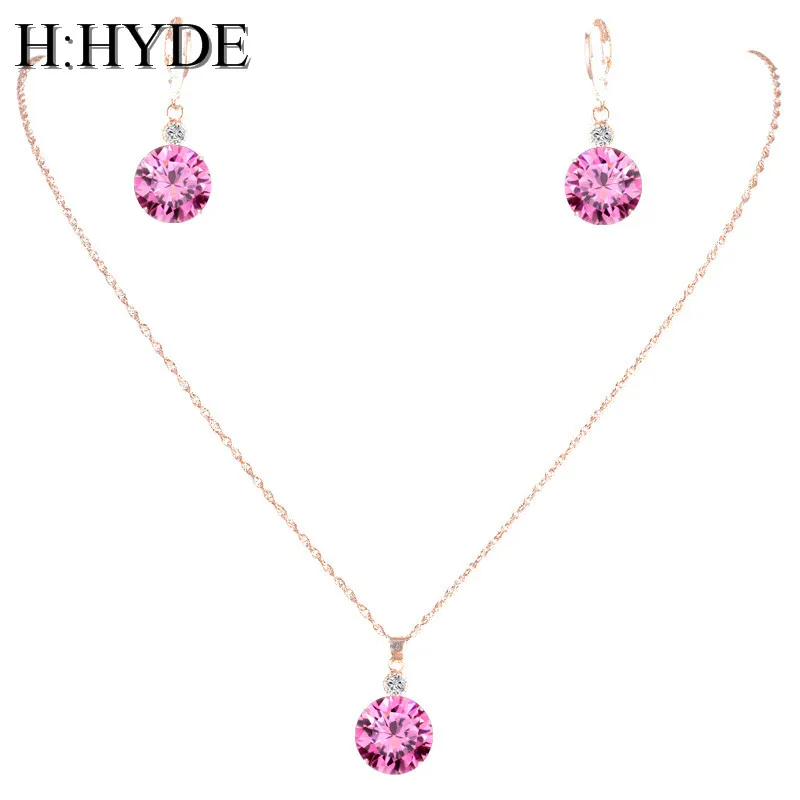 H:HYDE Rose Gold Color Chain 10 Colors Waterdrop Cubic Zirconia Stud Earrings and Pendant Necklace Wedding Jewelry Set for Women
H:HYDE Rose Gold Color Chain 10 Colors Waterdrop Cubic Zirconia Stud Earrings and Pendant Necklace Wedding Jewelry Set for Women
