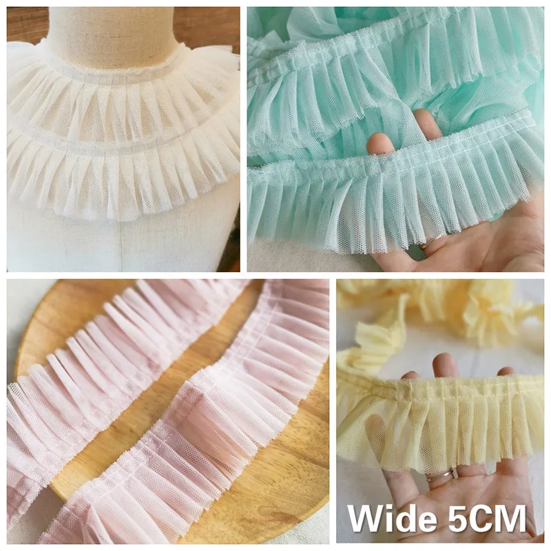 5CM Wide Double Layers Pleated Mesh 3D Lace Applique Guipure Ruffle Trim Dress Collar Lace Ribbon For DIY Sewing Supplies 4Color
5CM Wide Double Layers Pleated Mesh 3D Lace Applique Guipure Ruffle Trim Dress Collar Lace Ribbon For DIY Sewing Supplies 4Color