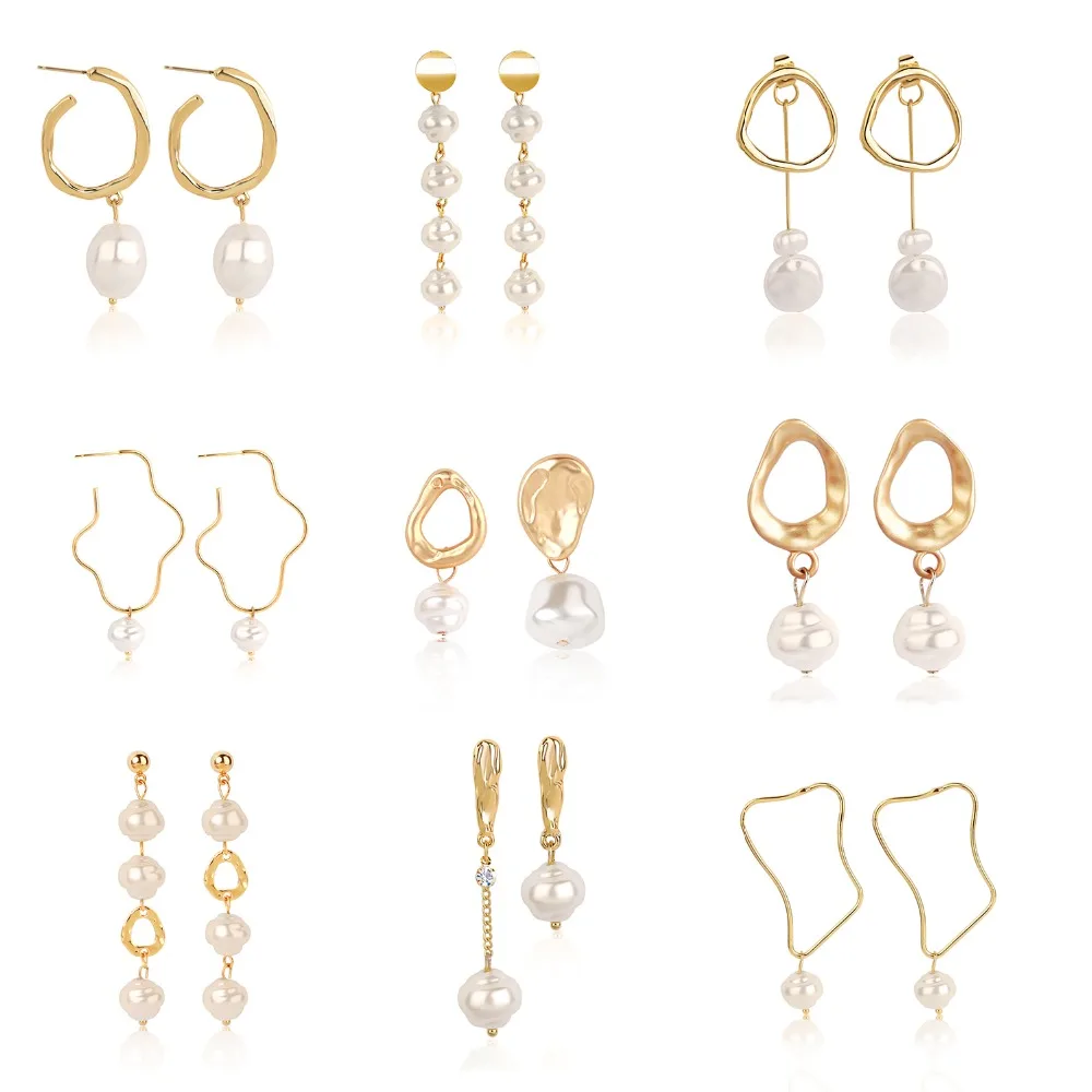 2019 Design Gold Color Metal Irregular Freshwater Pearl Dangle Earrings For Women Geometric Circle Earrings Wedding Jewelry
2019 Design Gold Color Metal Irregular Freshwater Pearl Dangle Earrings For Women Geometric Circle Earrings Wedding Jewelry