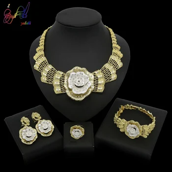 Yulaili 2019 New Trendy Sets Rose Gold and Silver Color Big Flower Pendant Necklace Earrings Bracelet Ring Dubai Jewelry Sets
Yulaili 2019 New Trendy Sets Rose Gold and Silver Color Big Flower Pendant Necklace Earrings Bracelet Ring Dubai Jewelry Sets