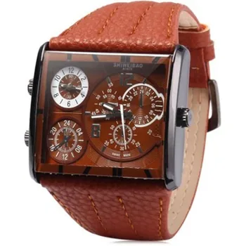 

Luxury Brand Shiweibao Male Dual Movt Quartz Watch man sport watches with Leather Band Wristwatch Military Fashion Montre Homm