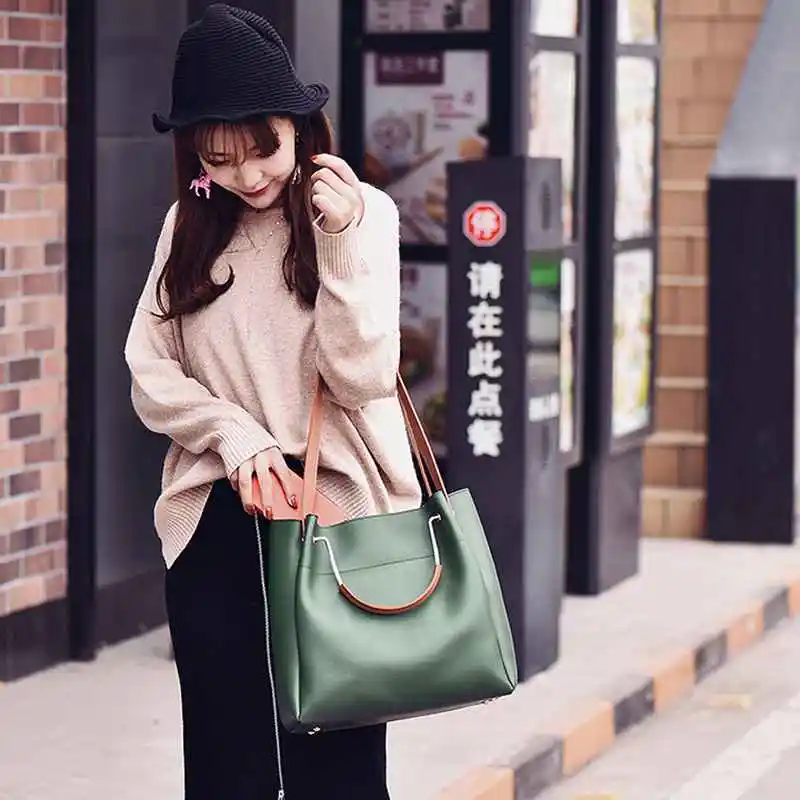 Fashion Female Shoulder Bag Pu Leather Women Handbag Simple Style Messenger Bag Top-Handle Large Capacity Hand Bags Green
Fashion Female Shoulder Bag Pu Leather Women Handbag Simple Style Messenger Bag Top-Handle Large Capacity Hand Bags Green