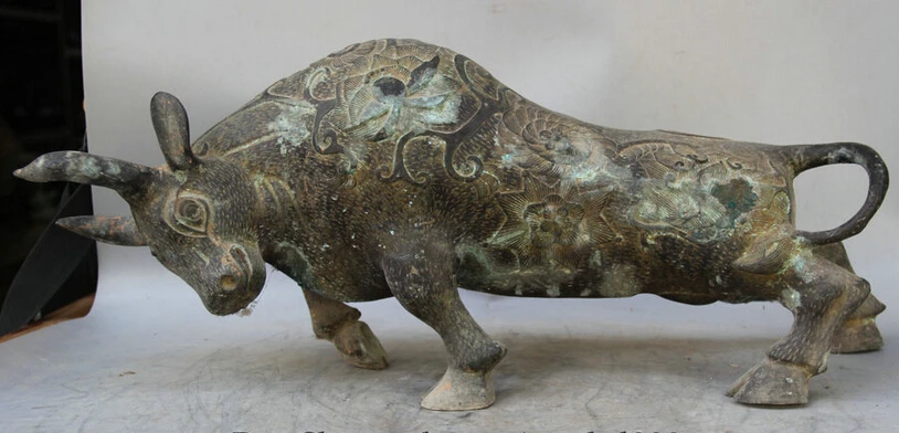 S1698 24" Old Chinese Bronze Folk Animal Zodiac Year Bull Oxen flower sculpture Statue D0318
S1698 24" Old Chinese Bronze Folk Animal Zodiac Year Bull Oxen flower sculpture Statue D0318