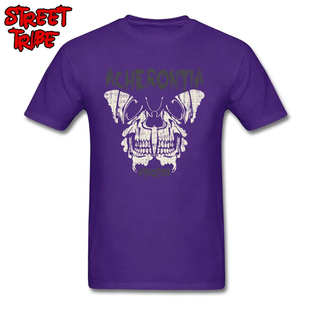 Custom Slim Fit Comics Short Sleeve Summer Tops & Tees New Design Round Collar 100% Cotton Fabric Clothing Shirt Men's T Shirts Deaths head Hawk moth Womens purple