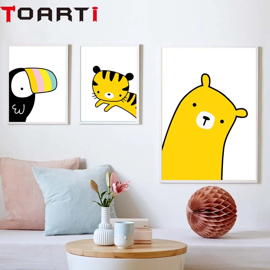 Nordic Style prints and posters Yellow cartoon animal canvas painting for Kids room Decoration Girl Baby Room Decor Picture
Nordic Style prints and posters Yellow cartoon animal canvas painting for Kids room Decoration Girl Baby Room Decor Picture