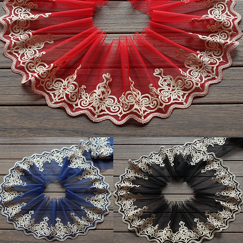 Free shipping 2yards/lot 17cm wide Embroidered Tulle Lace trim mesh lace trim ~Blue~red~black ~beautiful
Free shipping 2yards/lot 17cm wide Embroidered Tulle Lace trim mesh lace trim ~Blue~red~black ~beautiful
