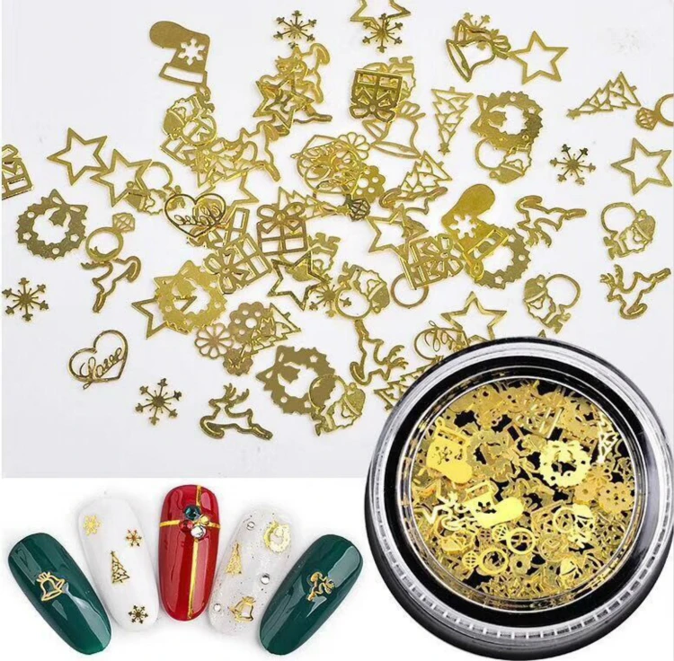 Gold Metal Nail Sequins Christmas Paillette Star Heart Snow Flakes Santa Claus Strass 3D Nail Charms Decoration Tips
Gold Metal Nail Sequins Christmas Paillette Star Heart Snow Flakes Santa Claus Strass 3D Nail Charms Decoration Tips