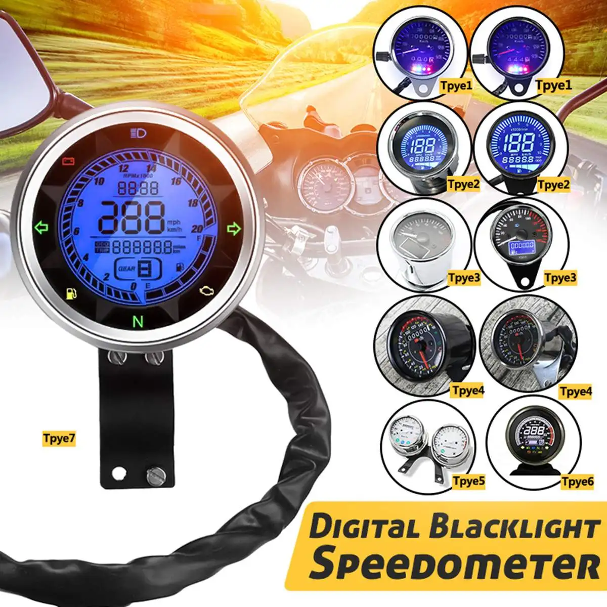 Universal Led Motorcycle Odometer Speedometer Tachometer Oil Level Engine Speed Gauge LCD Digital Display+Indicator Light
Universal Led Motorcycle Odometer Speedometer Tachometer Oil Level Engine Speed Gauge LCD Digital Display+Indicator Light