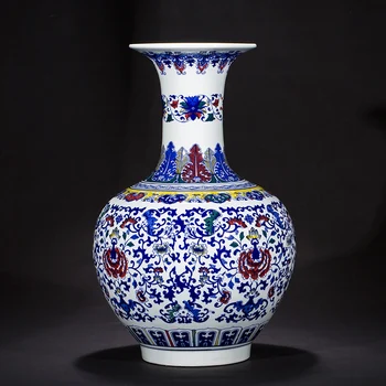 Jingdezhen ceramic Blue And White Porcelain Vase Imitation Of Qianlong Year Painted vase Antique Living Room Decoration large
Jingdezhen ceramic Blue And White Porcelain Vase Imitation Of Qianlong Year Painted vase Antique Living Room Decoration large