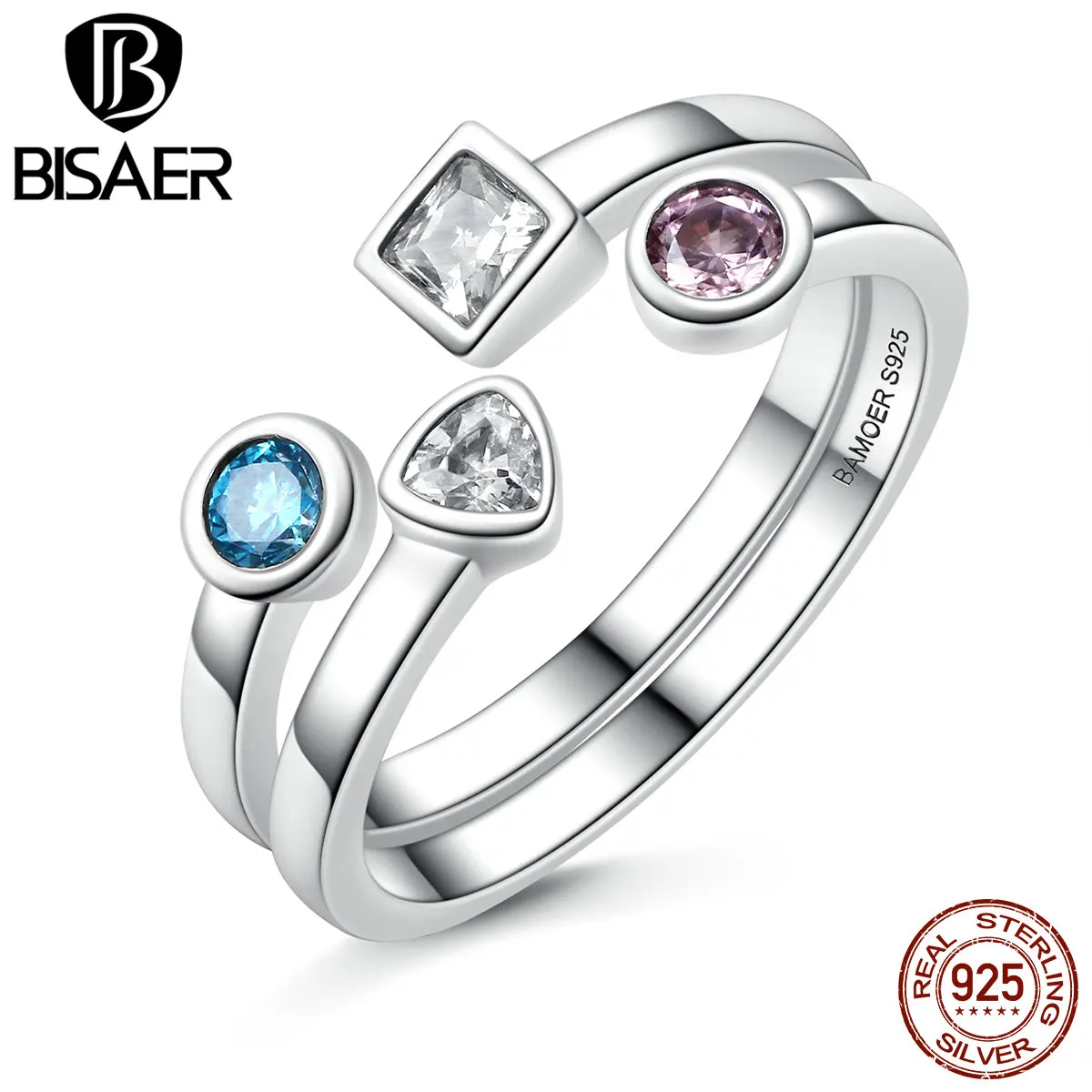 BISAER New Arrival 925 Sterling Silver Statement Finger Ring Set with Clear CZ Vintage Ring for Women Wedding Jewelry ECR021
BISAER New Arrival 925 Sterling Silver Statement Finger Ring Set with Clear CZ Vintage Ring for Women Wedding Jewelry ECR021