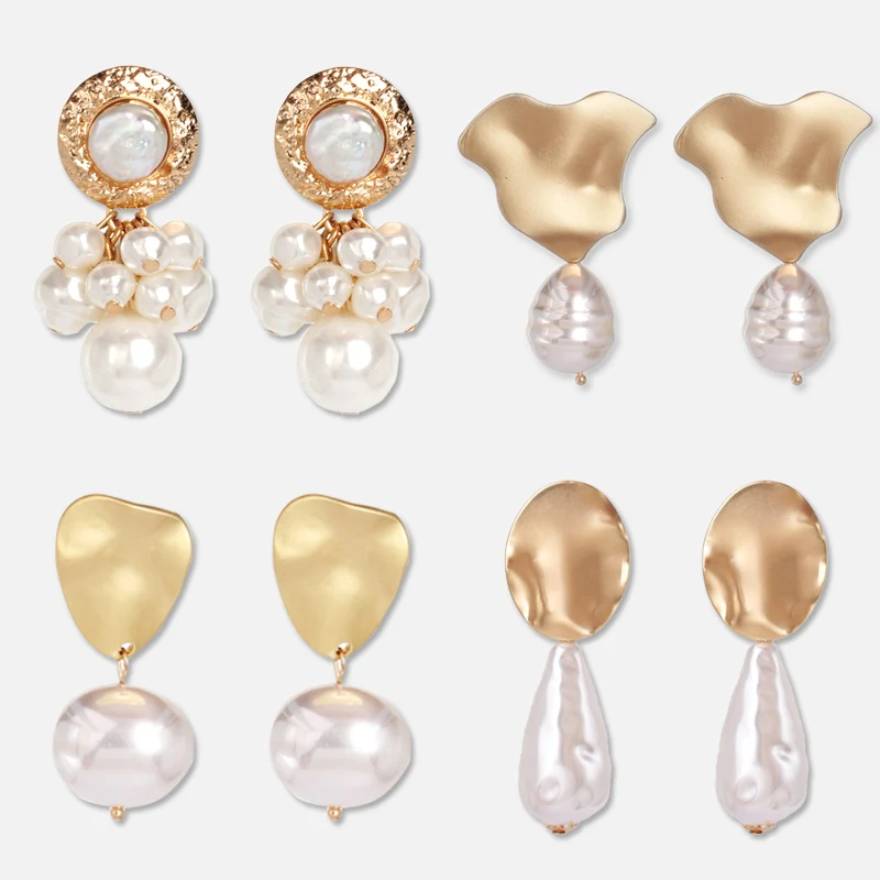 Винтажные серьги подвески FASHIONSNOOPS в виде ракушек эффектные Свадебные ювелирные