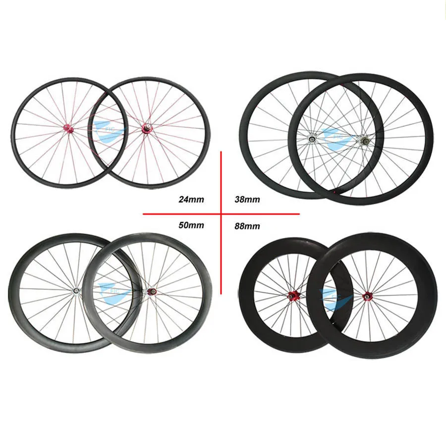 Велосипедные колеса FIC 24 мм 38 50 88 углеродные клинчерные с Novatec 271 372 втулка powerway R23