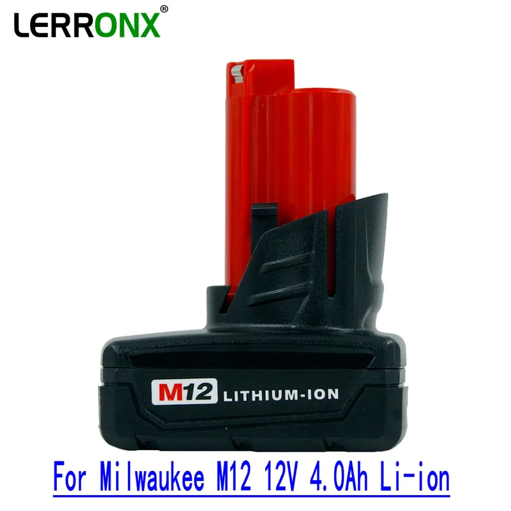 LERRONX 12V 4.0Ah Lithium rechargeable battery replacement for Milwaukee Cordless Power Tools 48-11-2440 C12B C12BX M12 M12XC
LERRONX 12V 4.0Ah Lithium rechargeable battery replacement for Milwaukee Cordless Power Tools 48-11-2440 C12B C12BX M12 M12XC