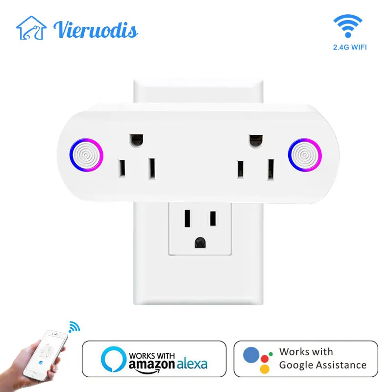 2019 Mini WiFi Smart Power Socket US Standard Energy Monitor Dual Outlet Wall Switch Plug Work with Amazon Alexa and Google Home
2019 Mini WiFi Smart Power Socket US Standard Energy Monitor Dual Outlet Wall Switch Plug Work with Amazon Alexa and Google Home